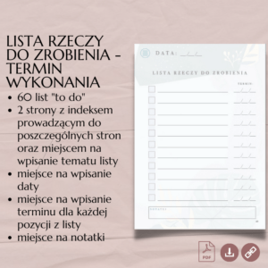 sklep Lista rzeczy do zrobienia z datą wykonania