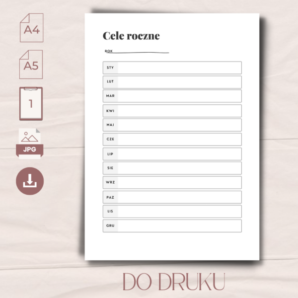 cele roczne do druku