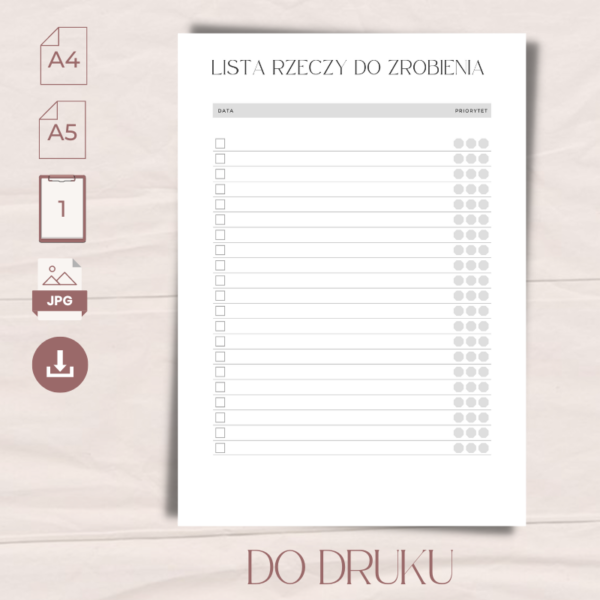 Lista rzeczy do zrobienia do druku