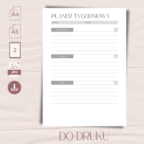 tygodniowy planer do druku