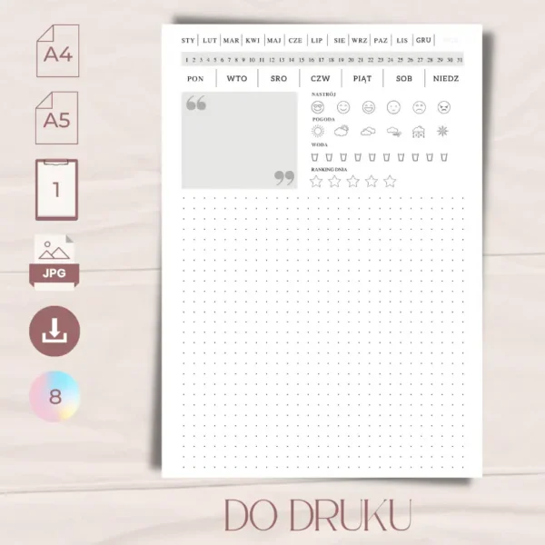 Codziennik BUJO DO DRUKU